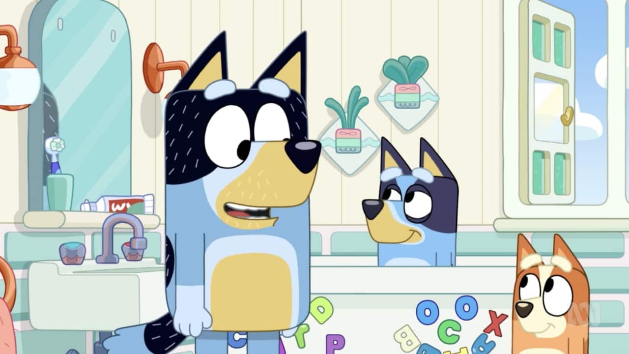 A scene from children's TV show Bluey